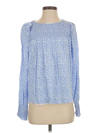 Pre-owned Sail To Sable Long Sleeve Blouse In Blue