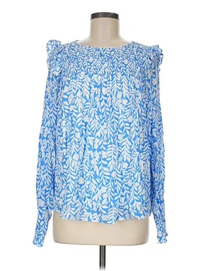 Pre-owned Sail To Sable Long Sleeve Blouse In Blue
