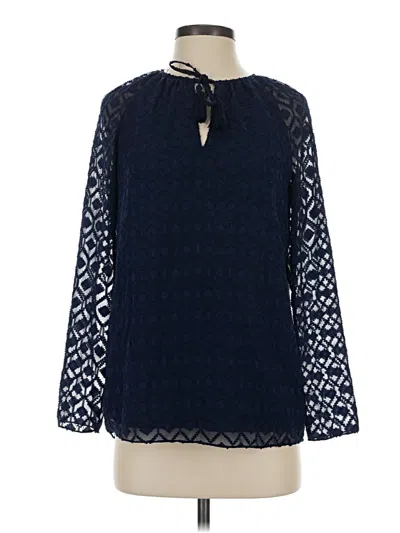 Pre-owned Sail To Sable Long Sleeve Blouse In Blue