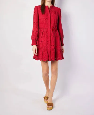 Sail To Sable Long Sleeve Cinched Waist Dress In Chili Pepper In Red