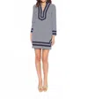 Sail To Sable Long Sleeve Classic Tunic Dress In Navy/white Stripe In Blue