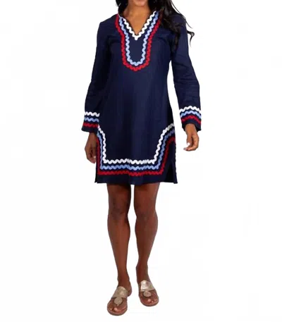 Sail To Sable Long Sleeve Classic Tunic With Ric-rac In Navy