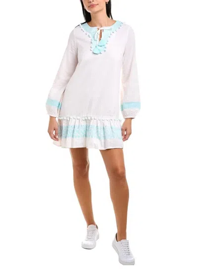 Sail To Sable Long Sleeve Ruffle Hem Dress In Blush/white Seersucker In Multi