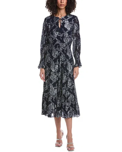 Sail To Sable Long Sleeve Smocked Waist Midi In Black