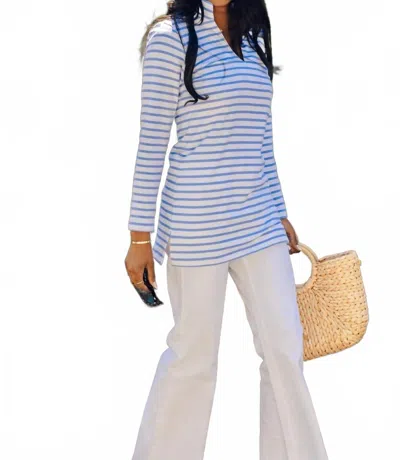 Sail To Sable Long Sleeve Top In Blue/white Stripe