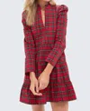 Sail To Sable Long Sleeve Tunic Flare Dress In Red Tartan In Multi