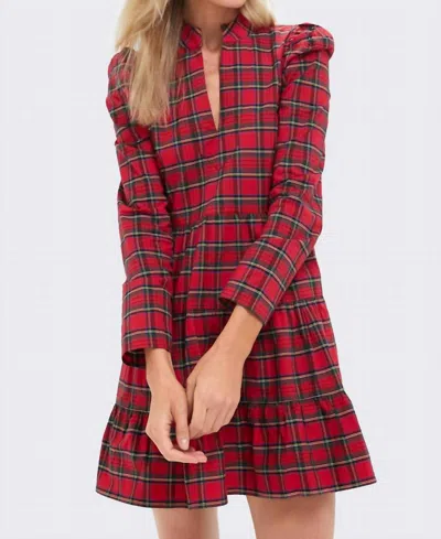 Sail To Sable Long Sleeve Tunic Flare Dress In Red Tartan Plaid