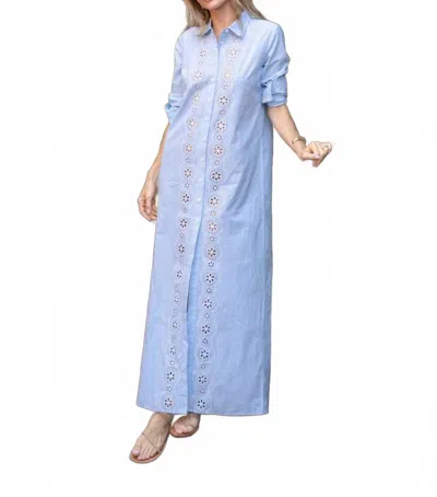 Sail To Sable Maxi Shirt Dress In Blue/ White In Multi