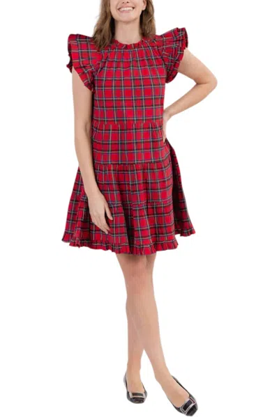 Sail To Sable Mistletoe Plaid Dress In Red