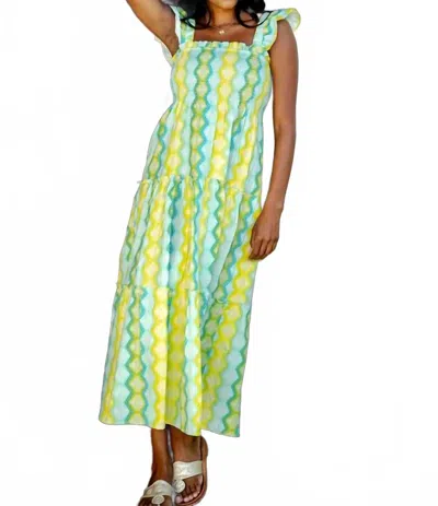 Sail To Sable Morgan Midi Dress In Geo Stripe In Green