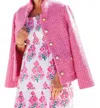 Sail To Sable Niki Button Front Blazer In Pink Tweed In Pink
