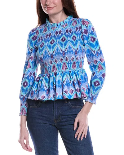 Sail To Sable Peplum Top In Blue