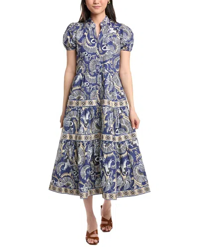 Sail To Sable Puff Midi Dress In Blue