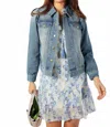 Sail To Sable Puff Sleeve Denim Jacket In Blue Denim In Blue
