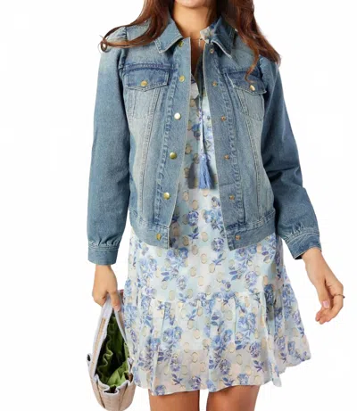 Sail To Sable Puff Sleeve Denim Jacket In Blue Denim