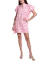 Sail To Sable Puff Sleeve Linen-blend Mini Dress In Pink