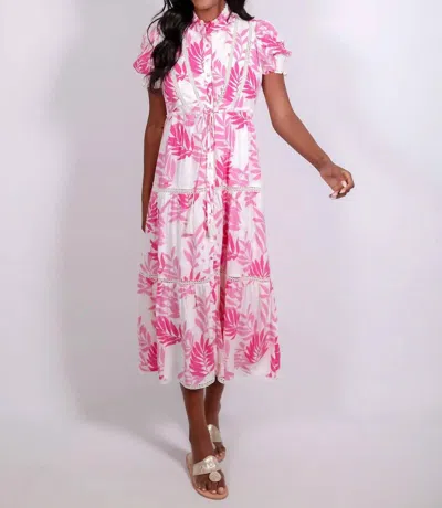 Sail To Sable Puff Sleeve Tie Waist Dress In Pink