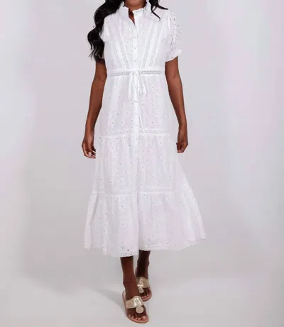 Sail To Sable Puff Sleeve Tie Waist Midi Dress In White