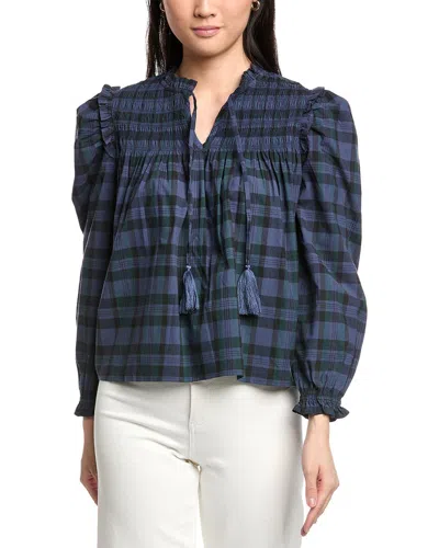 Sail To Sable Puff Sleeve Top In Blue