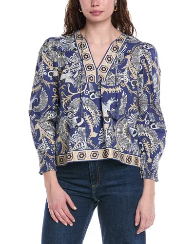 Sail To Sable Puff Sleeve Top In Blue