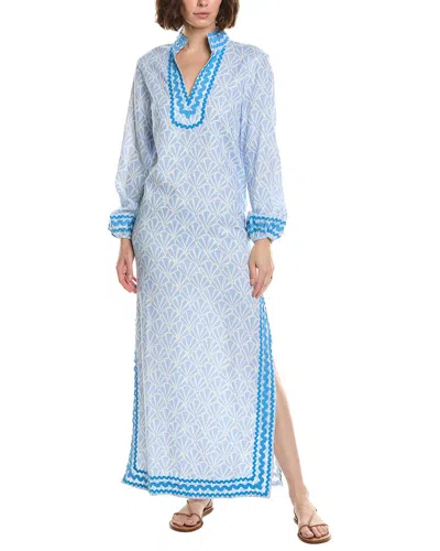 Sail To Sable Ric Rac Linen-blend Caftan In Blue