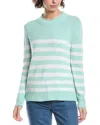 Sail To Sable Roll Neck Striped Sweater In Green