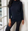 Sail To Sable Rounded Hem Sweater In Black In Black