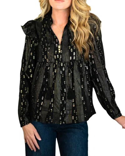 Sail To Sable Ruffle Front Top In Black