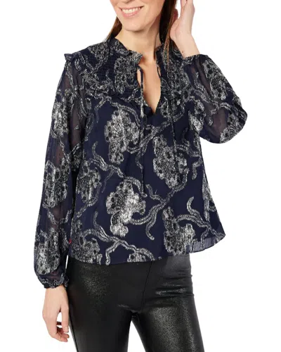 Sail To Sable Ruffle Front Top In Blue