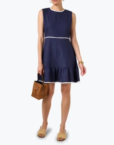 Sail To Sable Ruffle Hem Dress In Navy In Blue