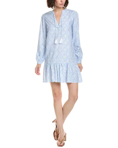 Sail To Sable Ruffle Hem Linen-blend Dress In Blue