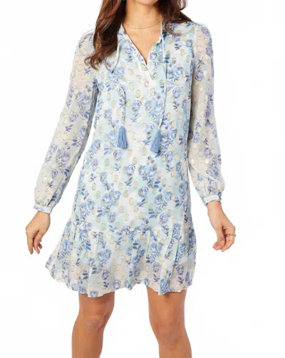 Sail To Sable Ruffle Hem Tassel Dress In Falling Violets In White