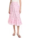 Sail To Sable Ruffle Midi Skirt In Pink