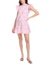 Sail To Sable Floral Ruffle Neck Mini Dress In Pink Baroque In Pink