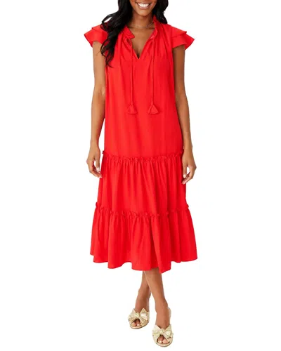Sail To Sable Ruffle Neck Midi In Red
