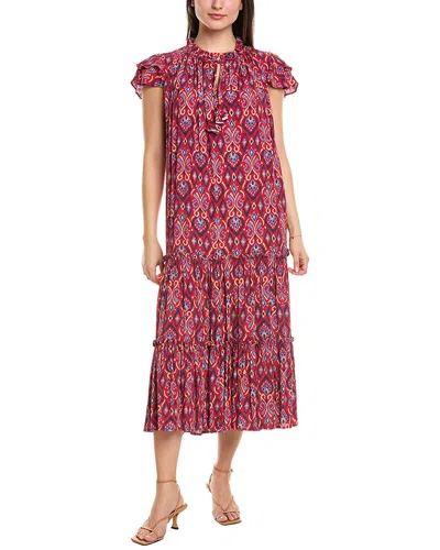Sail To Sable Ruffle Neck Midi Dress In Pink