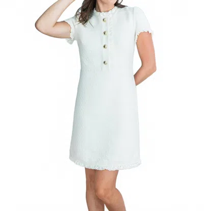 Sail To Sable Ruffle Neck Shift Dress In Cream In Multi