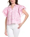 Sail To Sable Ruffle Sleeve Blouse In Pink