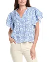 Sail To Sable Ruffle Sleeve Linen-blend Top