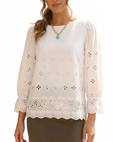 Sail To Sable Scallop Eyelet Top In White