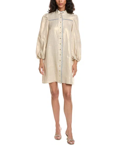 Sail To Sable Scalloped Linen Shift Dress In Neutral