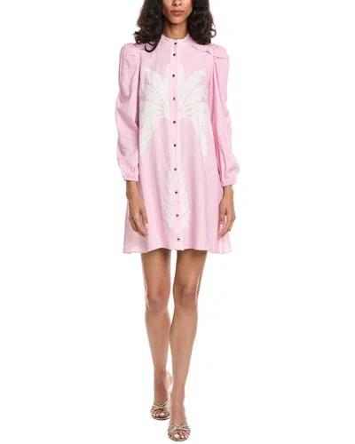 Sail To Sable Scalloped Linen-blend Shift Dress In Pink