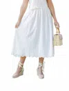 Sail To Sable Scalloped Midi Skirt In White In White