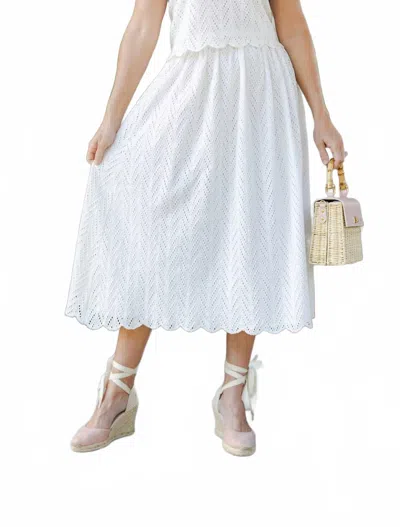 Sail To Sable Scalloped Midi Skirt In White