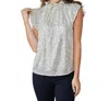 Sail To Sable Sequin Ruffle Neck Top In Silver In Silver