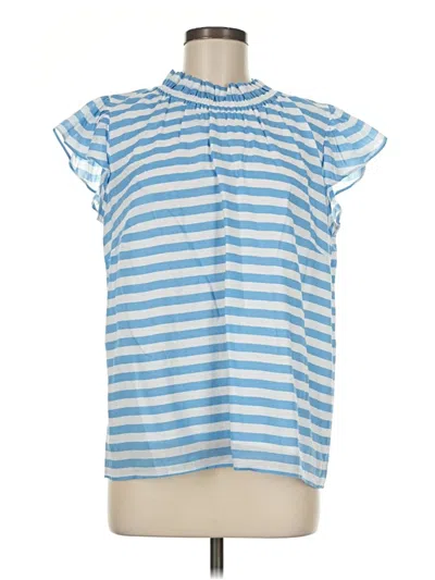 Pre-owned Sail To Sable Short Sleeve Blouse In Blue