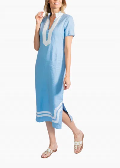 Sail To Sable Short Sleeve Classic Maxi Tunic In Lacecap Light Blue