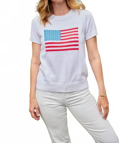 Sail To Sable Short Sleeve Flag Sweater In White