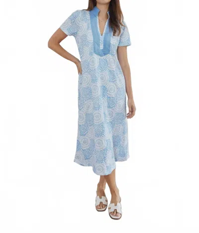 Sail To Sable Short Sleeve Maxi Tunics Dress In Blue Dot Matrix