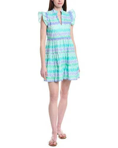 Sail To Sable Sleeveless Flutter Sleeve Dress In Blue